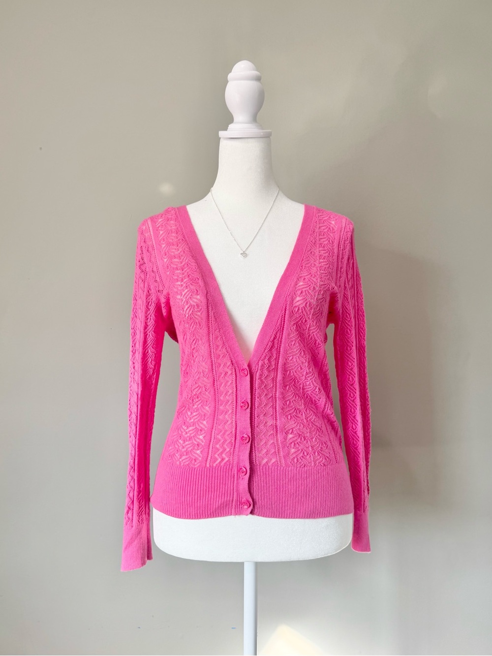 Aeropostale Y2K Hot Pink V-Neck Cardigan